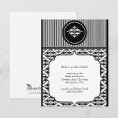 Uitnodiging tot oude Hollywood Damask Party (Voorkant / Achterkant)