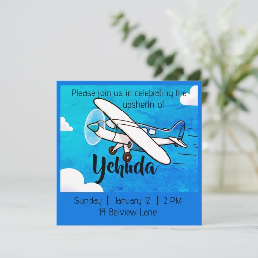 Uitnodiging tot overvliegen van een vliegtuig (Staand voorkant)