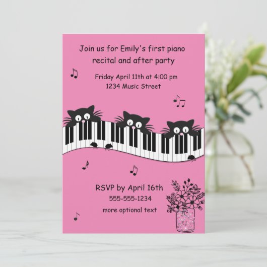 Uitnodiging tot overweging roze en zwarte muziek (Staand voorkant)