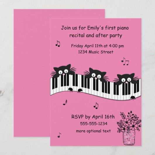 Uitnodiging tot overweging roze en zwarte muziek (Voorkant / Achterkant)