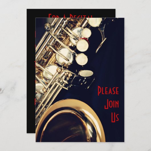Uitnodiging tot overweging saxofone (Voorkant / Achterkant)