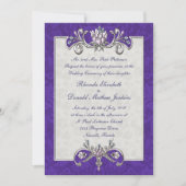 Uitnodiging tot Paars Damask Wedding (Voorkant)