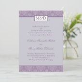Uitnodiging tot Paars Damask Wedding (Staand voorkant)