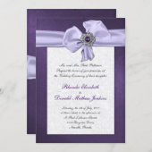 Uitnodiging tot Paars Damask Wedding (Voorkant / Achterkant)