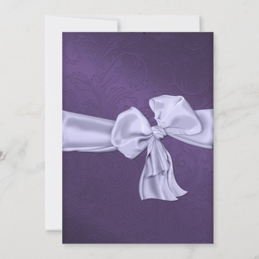 Uitnodiging tot Paars Damask Wedding (Achterkant)