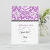 Uitnodiging tot Paars Damask Wedding (Staand voorkant)