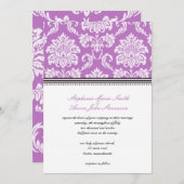 Uitnodiging tot Paars Damask Wedding (Voorkant / Achterkant)