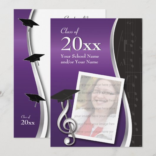 Uitnodiging tot Paars en Black Music Afstuderen (Voorkant / Achterkant)