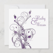 Uitnodiging tot Paars en blanke Floral Wedding (Voorkant)