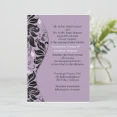 Uitnodiging tot Paars en zwarte Floral Wedding (Staand voorkant)
