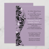 Uitnodiging tot Paars en zwarte Floral Wedding (Voorkant / Achterkant)