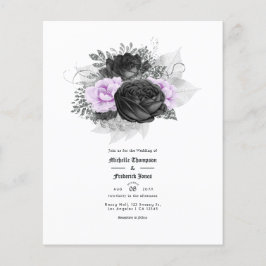 Uitnodiging tot Paars en zwarte Floral Wedding Flyer