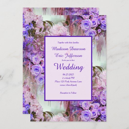 Uitnodiging tot Paars Roos (Voorkant / Achterkant)