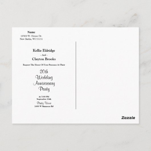 Uitnodiging tot Paars Roos Weddenschap Jubileum (Achterkant)