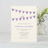 Uitnodiging tot Paars voor Bunting Tortelduifjes W (Staand voorkant)