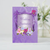 Uitnodiging tot Paarse bruiloft (Staand voorkant)