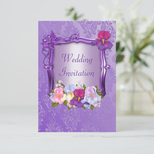 Uitnodiging tot Paarse bruiloft (Staand voorkant)
