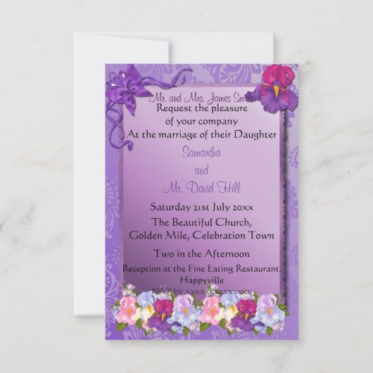 Uitnodiging tot Paarse bruiloft (Achterkant)