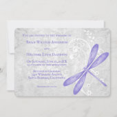 Uitnodiging tot Paarse dragonfly bruiloft (Voorkant)