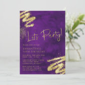 Uitnodiging tot Paarse en gouddag (Staand voorkant)