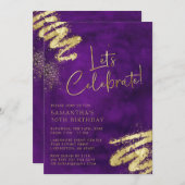 Uitnodiging tot Paarse en gouddag (Voorkant / Achterkant)