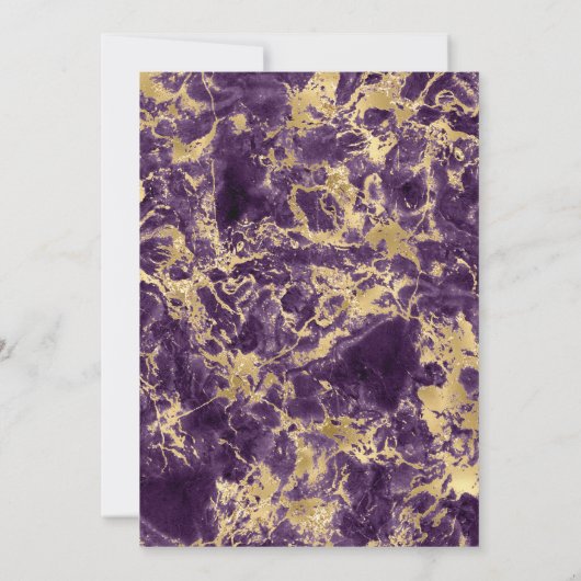 Uitnodiging tot Paarse en goudmarmer bruiloft (Achterkant)