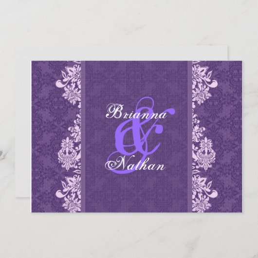 Uitnodiging tot Paarse en witte bruiloft (Voorkant / Achterkant)