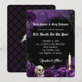 Uitnodiging tot Paarse en zwarte Gothic Wedding (Voorkant / Achterkant)