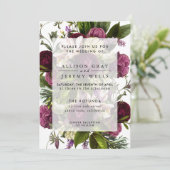 Uitnodiging tot Paarse Floral Wedding (Staand voorkant)