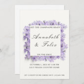 Uitnodiging tot Paarse Floral Wedding (Voorkant / Achterkant)