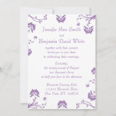 Uitnodiging tot Paarse Floral Wedding (Voorkant)