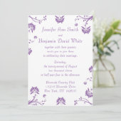 Uitnodiging tot Paarse Floral Wedding (Staand voorkant)