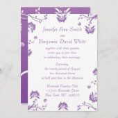 Uitnodiging tot Paarse Floral Wedding (Voorkant / Achterkant)