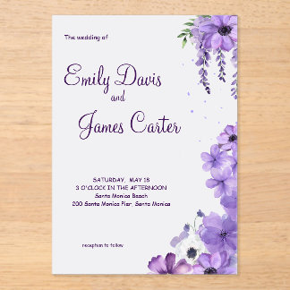 Uitnodiging tot Paarse Floral Wedding