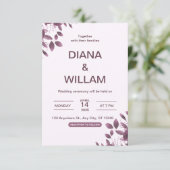 Uitnodiging tot Paarse Floral Wedding (Staand voorkant)