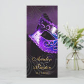 Uitnodiging tot Paarse Masquerade Wedding Program (Staand voorkant)