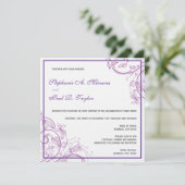 Uitnodiging tot Paarse monogram bruiloft (Staand voorkant)