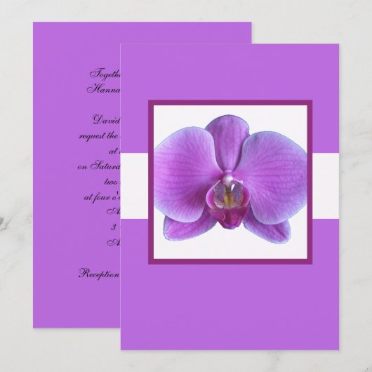 Uitnodiging tot Paarse Orchid Wedding (Voorkant / Achterkant)