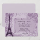 Uitnodiging tot Paarse parijse bruiloft (Voorkant / Achterkant)