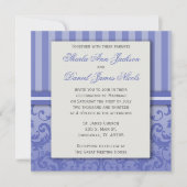 Uitnodiging tot Paarse Stiped Damask Wedding (Voorkant)