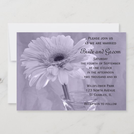 Uitnodiging tot Paarse tintted Daisy Wedding (Voorkant)