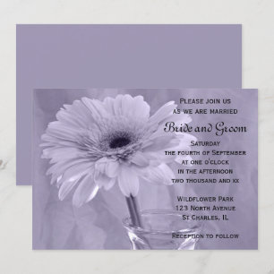 Uitnodiging tot Paarse tintted Daisy Wedding