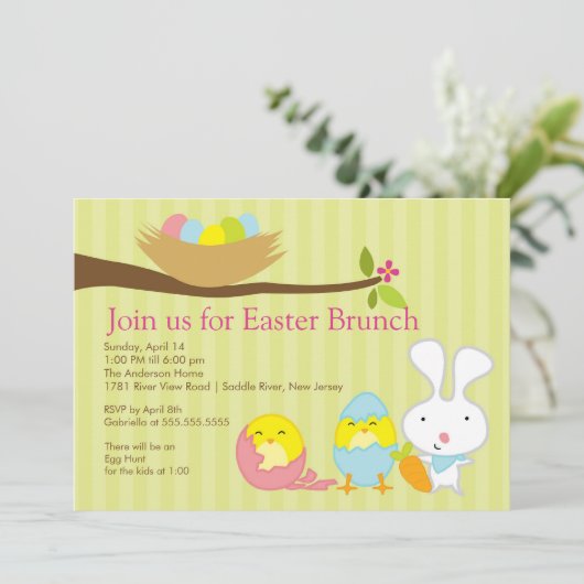 Uitnodiging tot paasbunkerpartij bij Pasen (Staand voorkant)