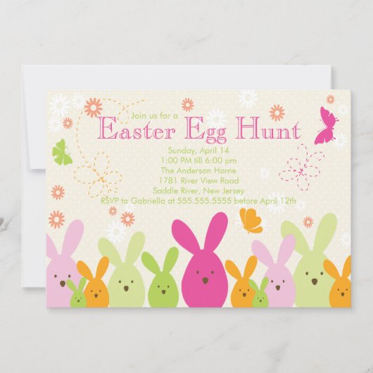 Uitnodiging tot paasbunny Egg Hunt Easter (Voorkant)