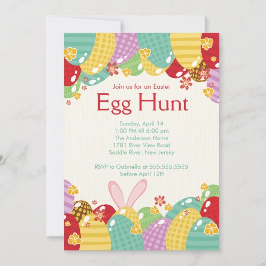 Uitnodiging tot paasbunny Egg Hunt Easter (Voorkant)
