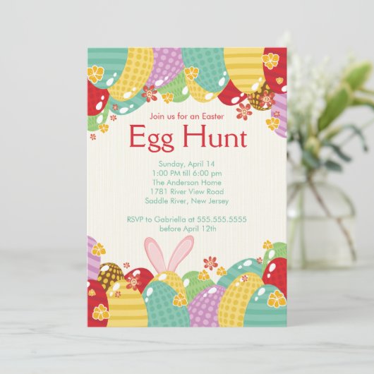 Uitnodiging tot paasbunny Egg Hunt Easter (Staand voorkant)