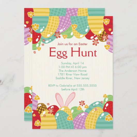 Uitnodiging tot paasbunny Egg Hunt Easter (Voorkant / Achterkant)