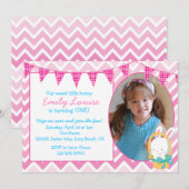 Uitnodiging tot paasbunny Girl Birthday (Voorkant / Achterkant)