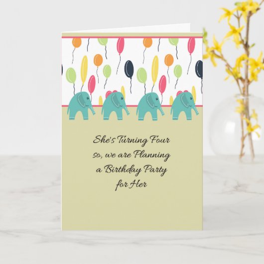 Uitnodiging tot partij voor een kind van 4 jaar ou (Gele Bloem)