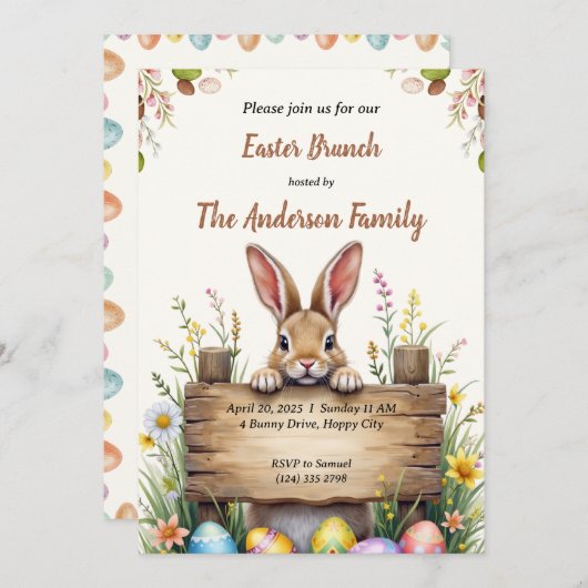 Uitnodiging tot Pasen-Brunch (Voorkant / Achterkant)